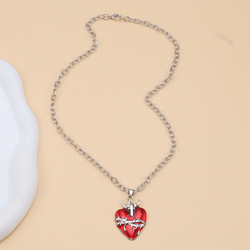 Wholesale Gothic Inverted Cross Pendant Alloy Necklace